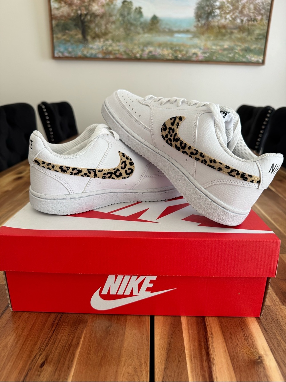 Nike Court Vision Low SE White Leopard Swoosh Women’s 6.5 IM7646-100